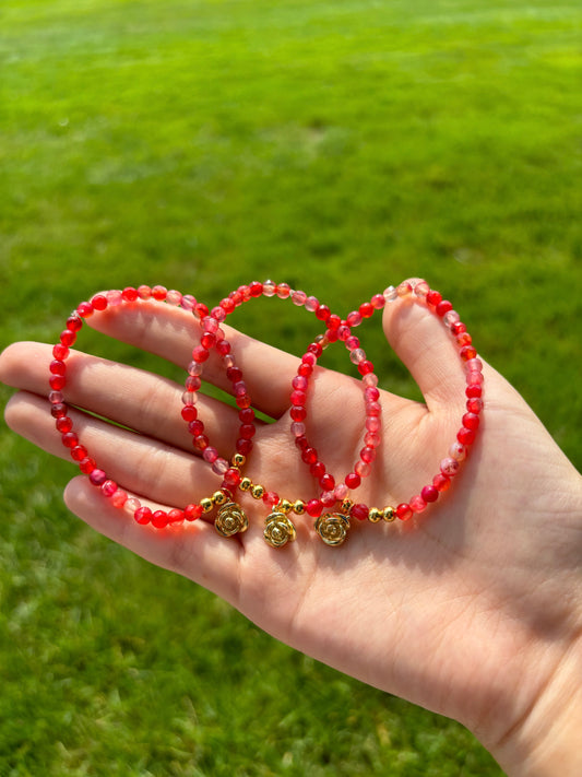 Rose Natural Crackle Agate Beaded Bracelet