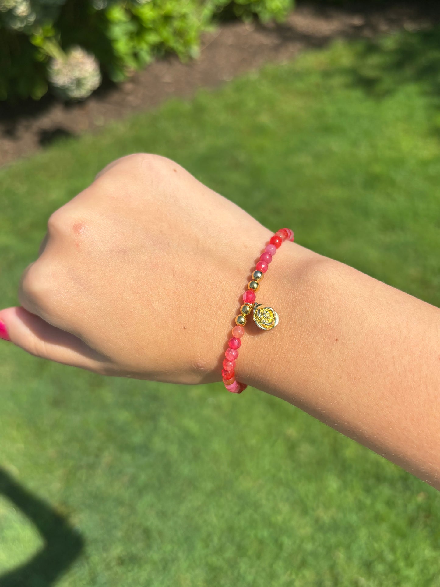 Rose Natural Crackle Agate Beaded Bracelet