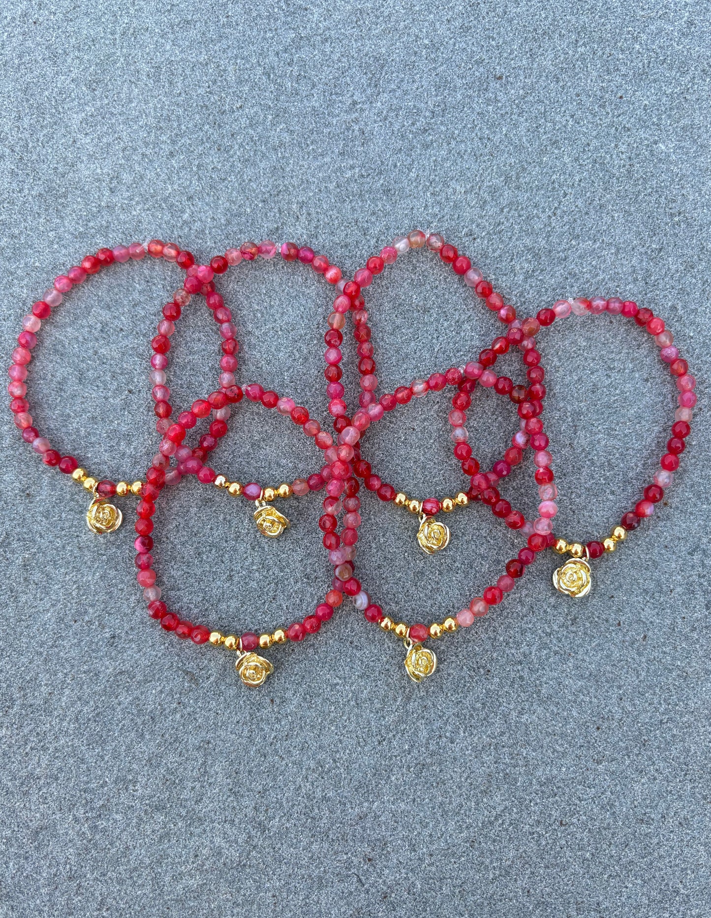 Rose Natural Crackle Agate Beaded Bracelet