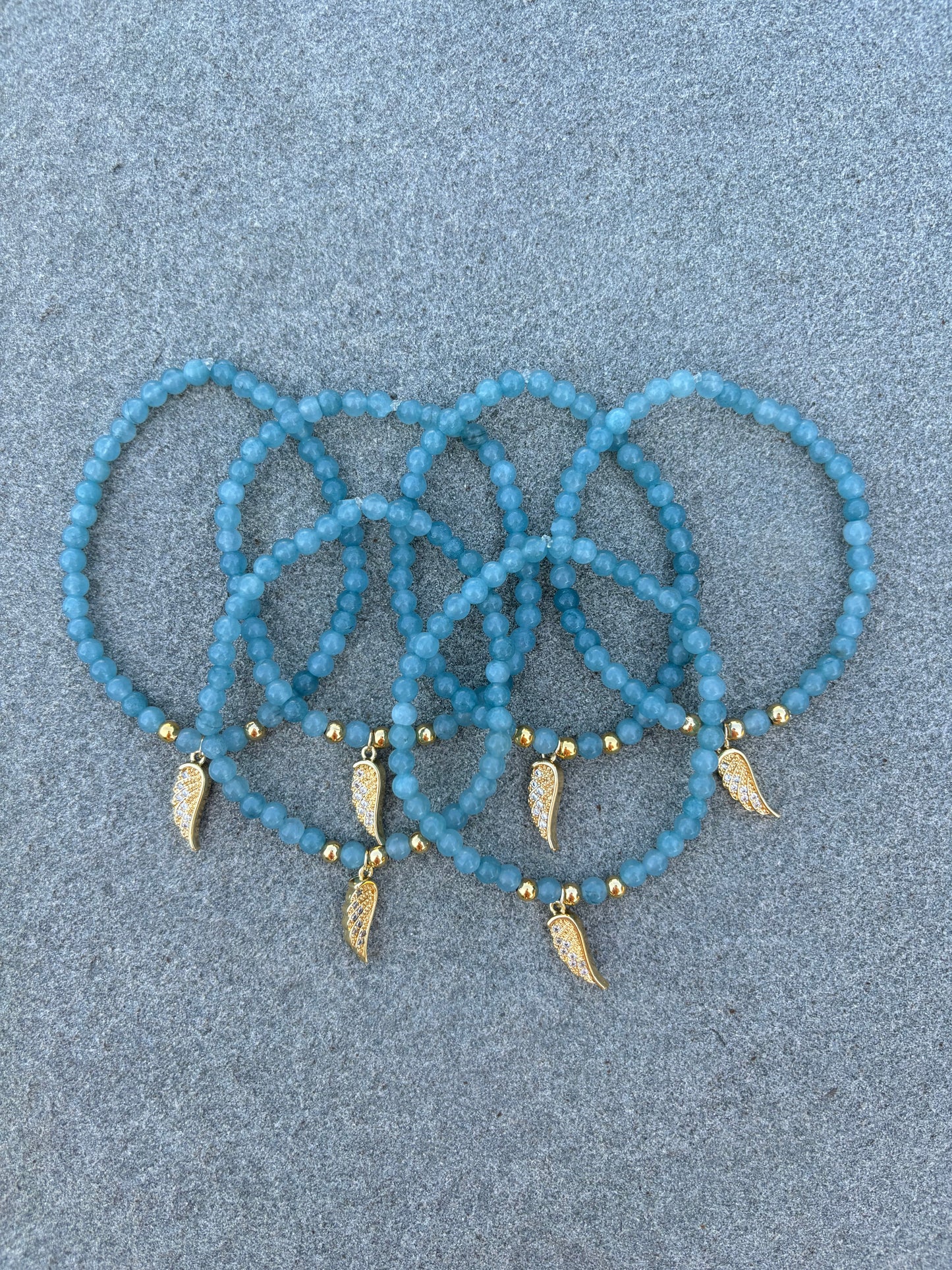 Winged Natural Blue Quartz Beaded Bracelet