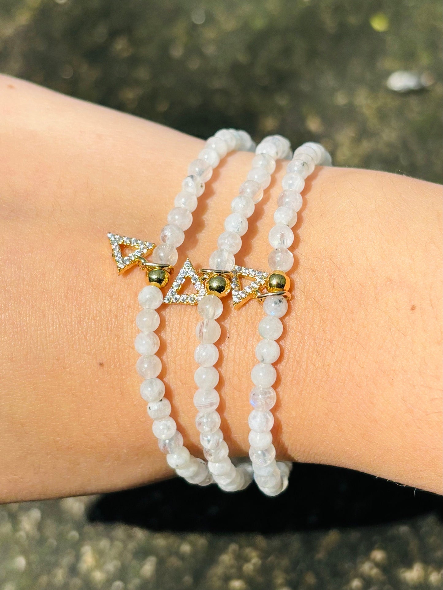 Trinity Natural Moonstone Beaded Bracelet